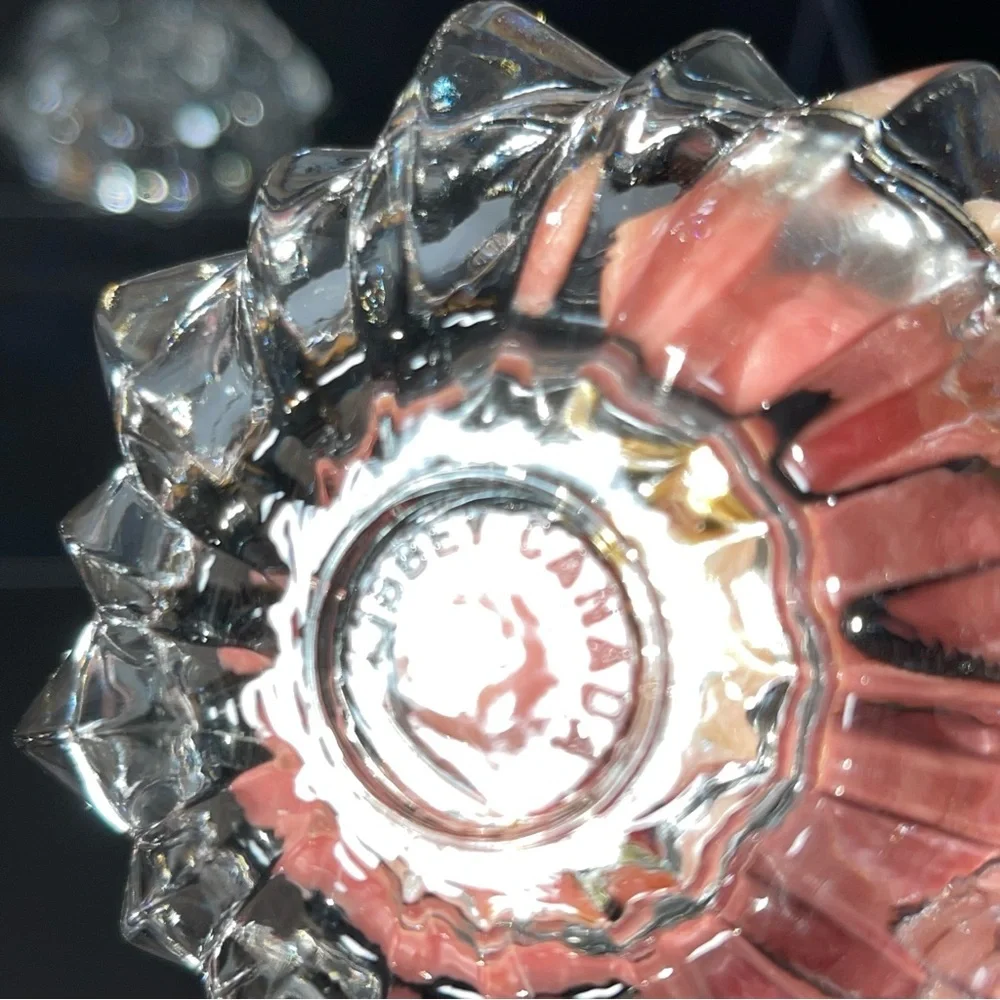 Libbey Canada Crystal Starburst Taper Candle Holders‎ X 2 Vintage Clear Glass